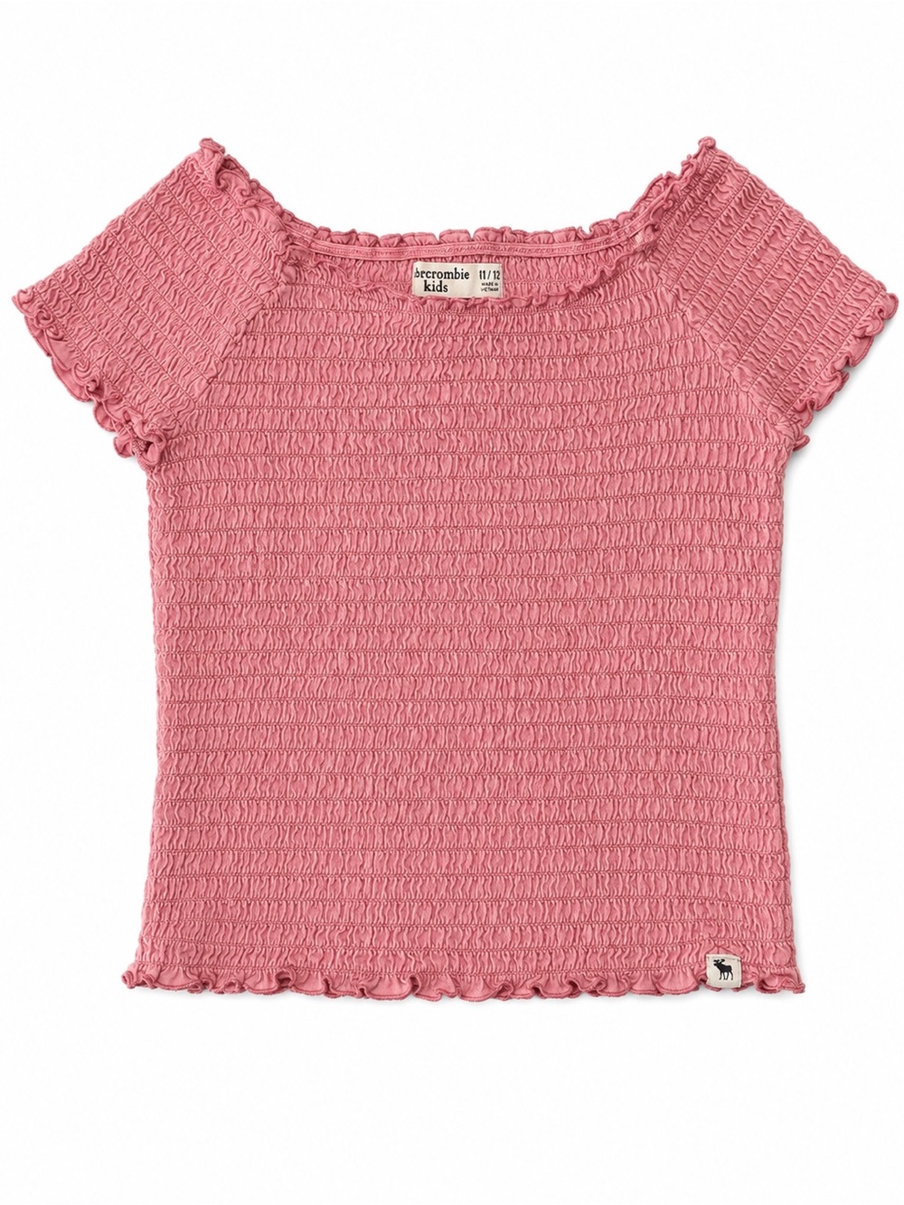 abercrombie kids Pink Smocked Short Sleeve Top